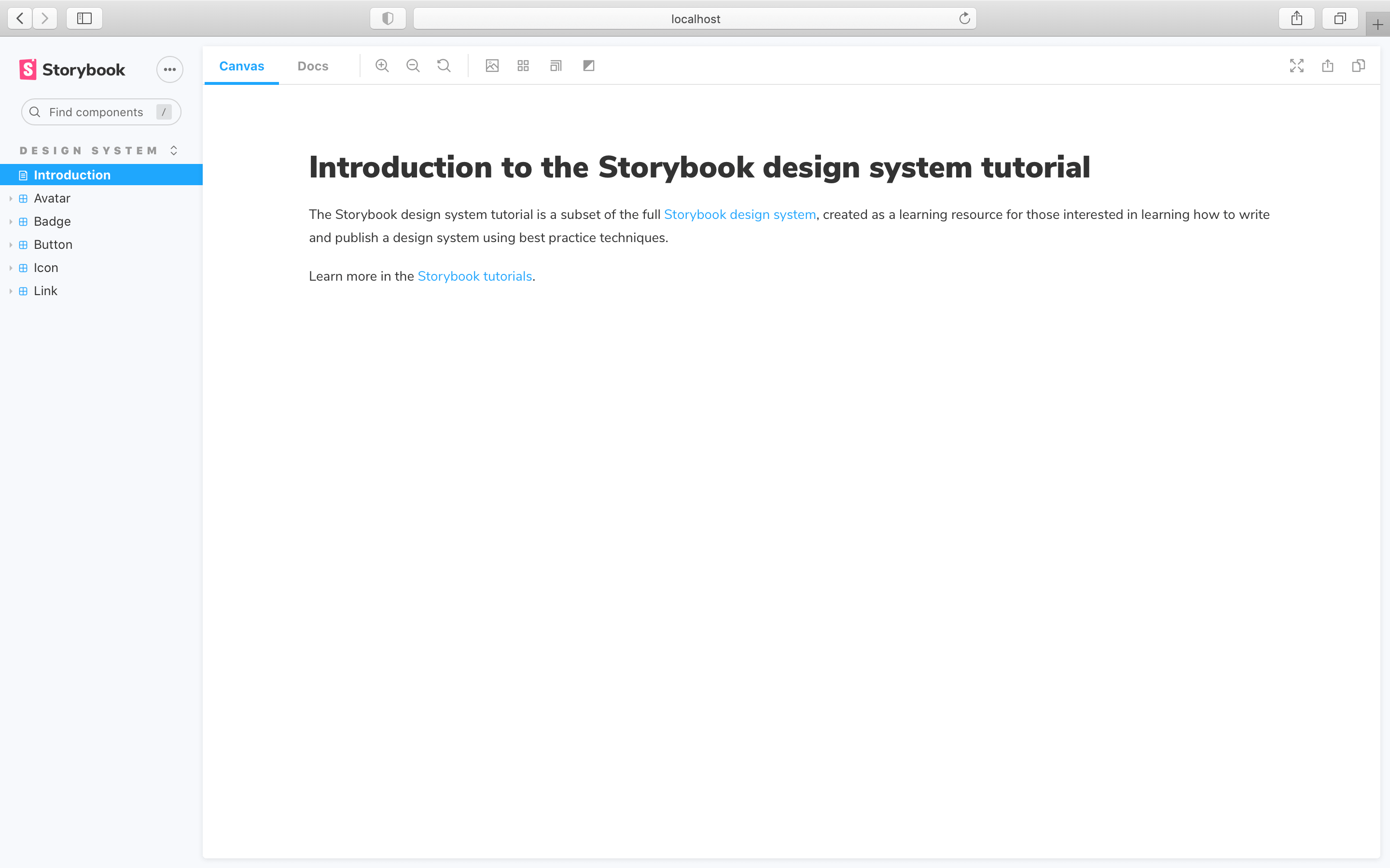 Storybook docs with introduction page